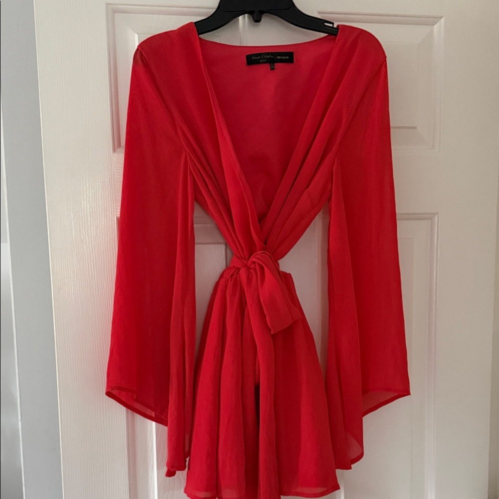 Red Tie-Front Romper